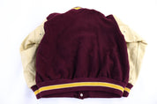 90's TM Athletics Maroon & Cream Varsity Jacket - Jacket - Thrifted Threads
