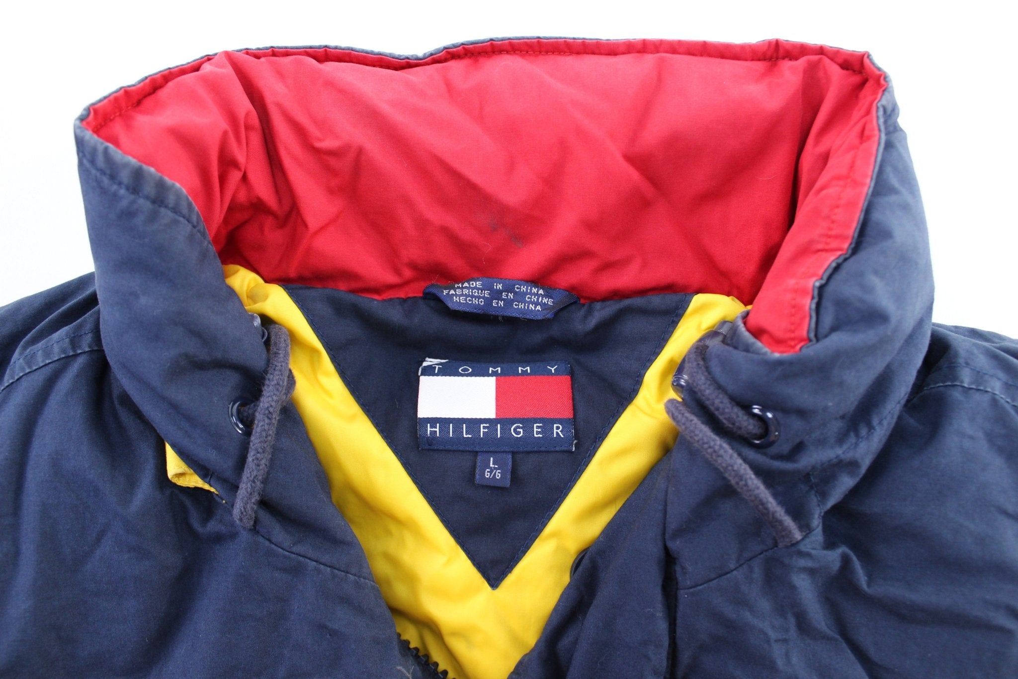 90's Tommy Hilfiger Logo Patch Blue Zip Up Jacket - ThriftedThreads.com