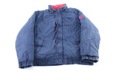 90's Tommy Hilfiger Logo Patch Blue Zip Up Jacket - ThriftedThreads.com