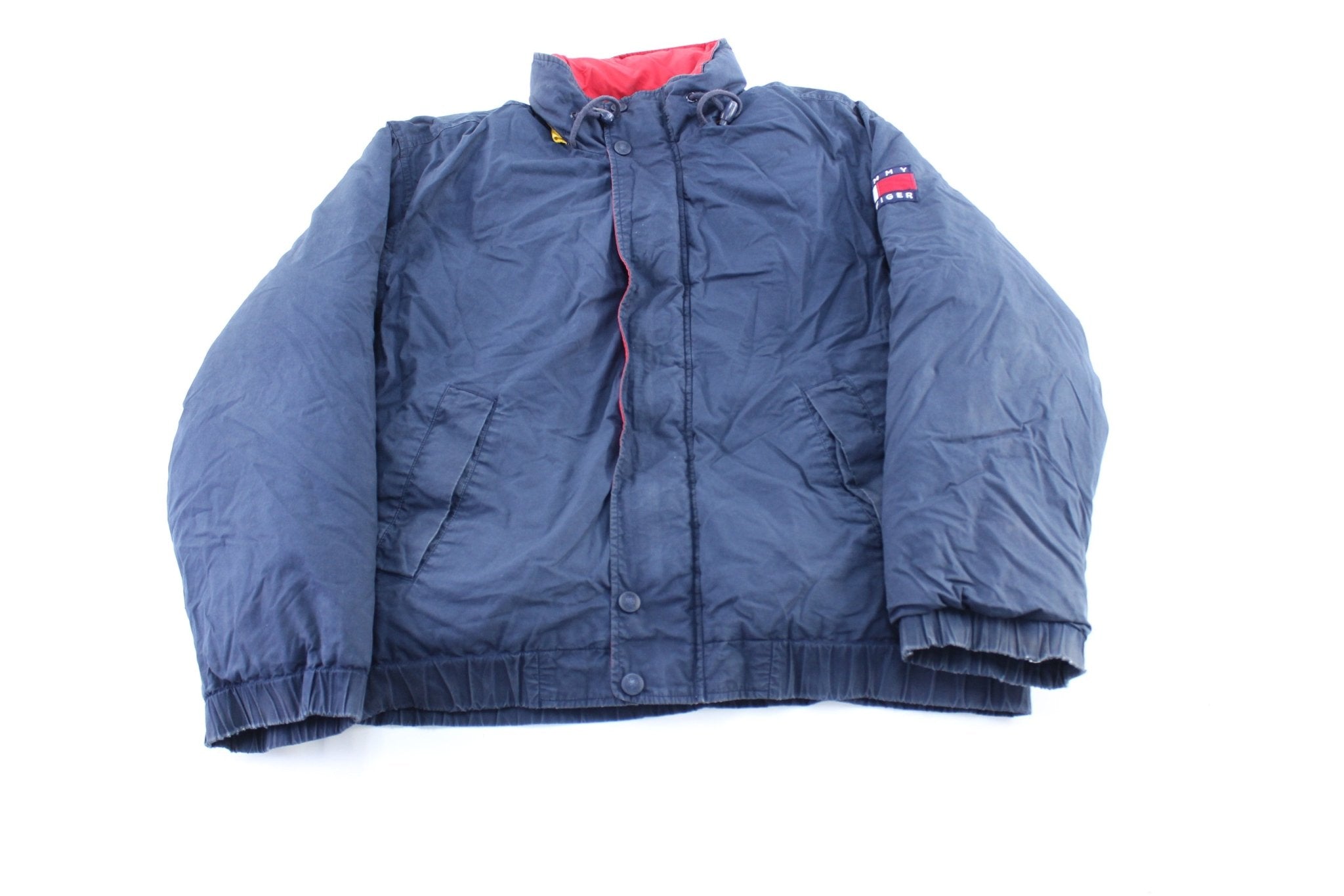 90's Tommy Hilfiger Logo Patch Blue Zip Up Jacket - ThriftedThreads.com