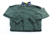 90's Tommy Hilfiger Logo Patch Green Zip Up Jacket - ThriftedThreads.com