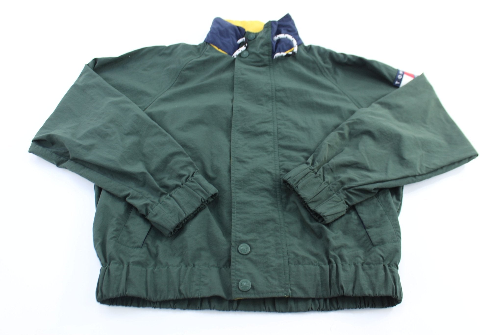 90's Tommy Hilfiger Logo Patch Green Zip Up Jacket - ThriftedThreads.com