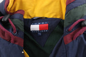 90's Tommy Hilfiger Logo Patch Navy Blue & Burgundy Zip Up Jacket - ThriftedThreads.com