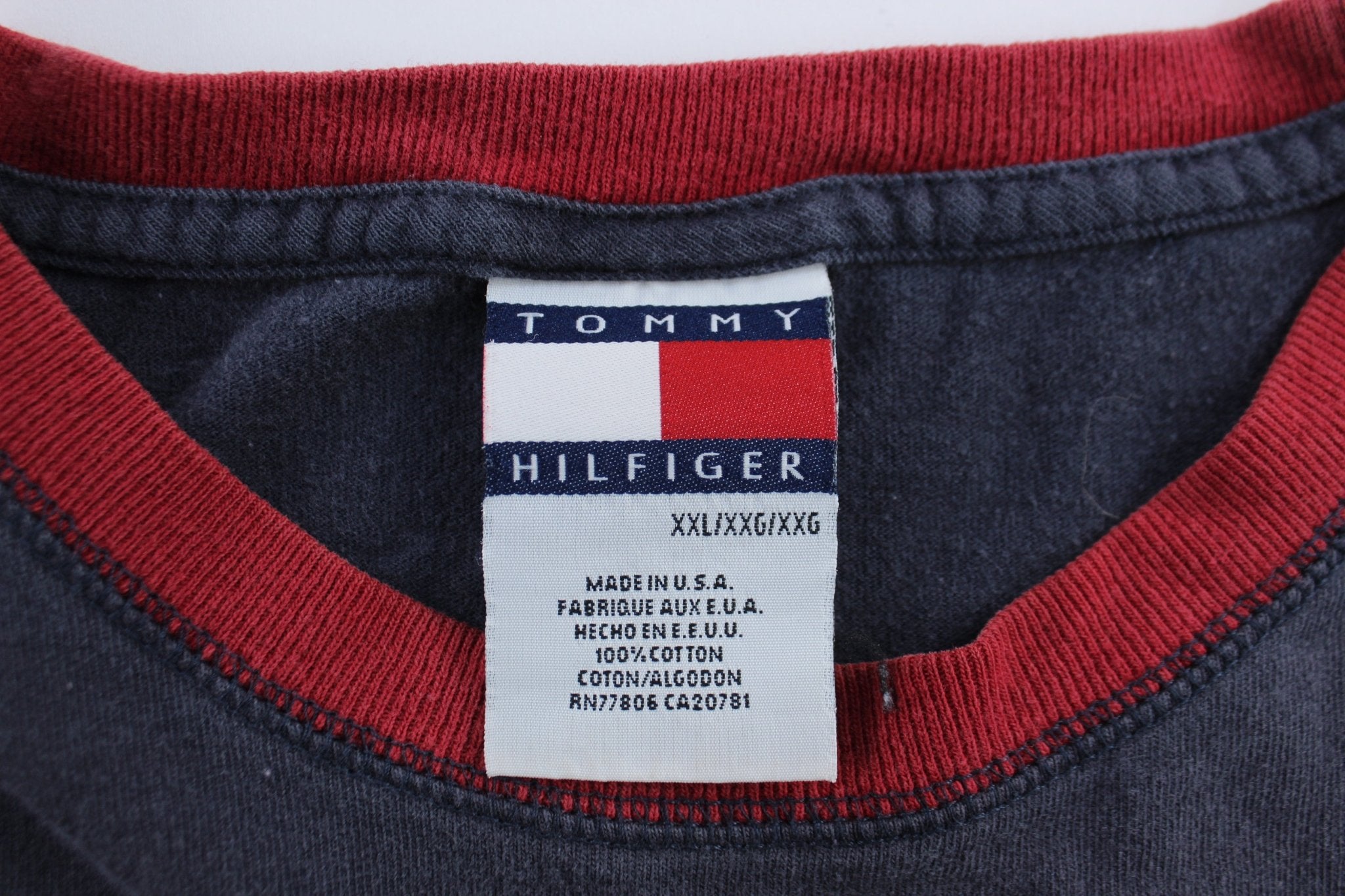 90's Tommy Hilfiger Red & Blue Lacrosse T-Shirt - ThriftedThreads.com