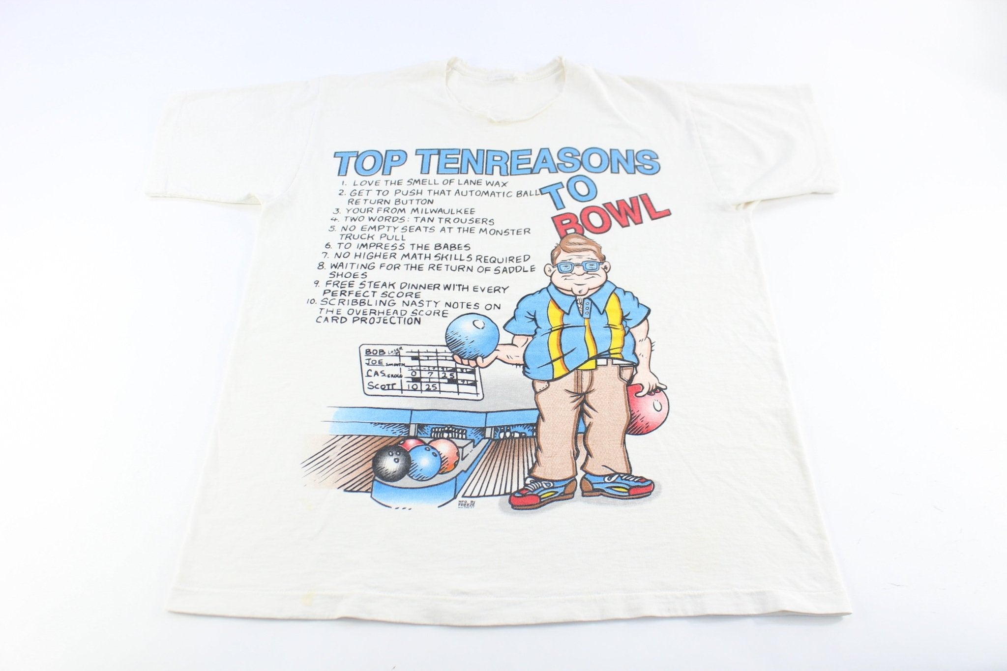90's Top Ten Reasons To Bowl Funny T-Shirt - ThriftedThreads.com