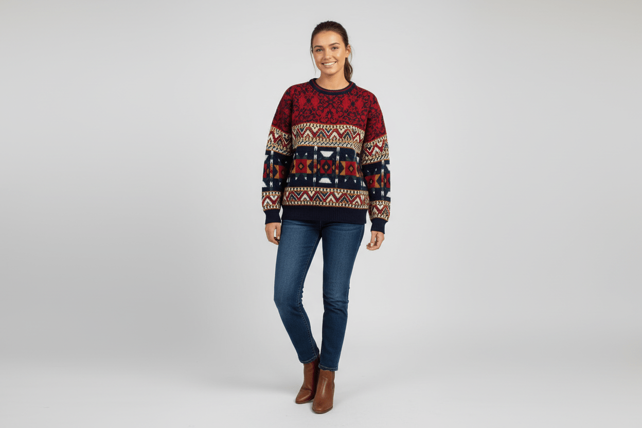 90's Trend Basics Multipatterned Knit Sweater - ThriftedThreads.com