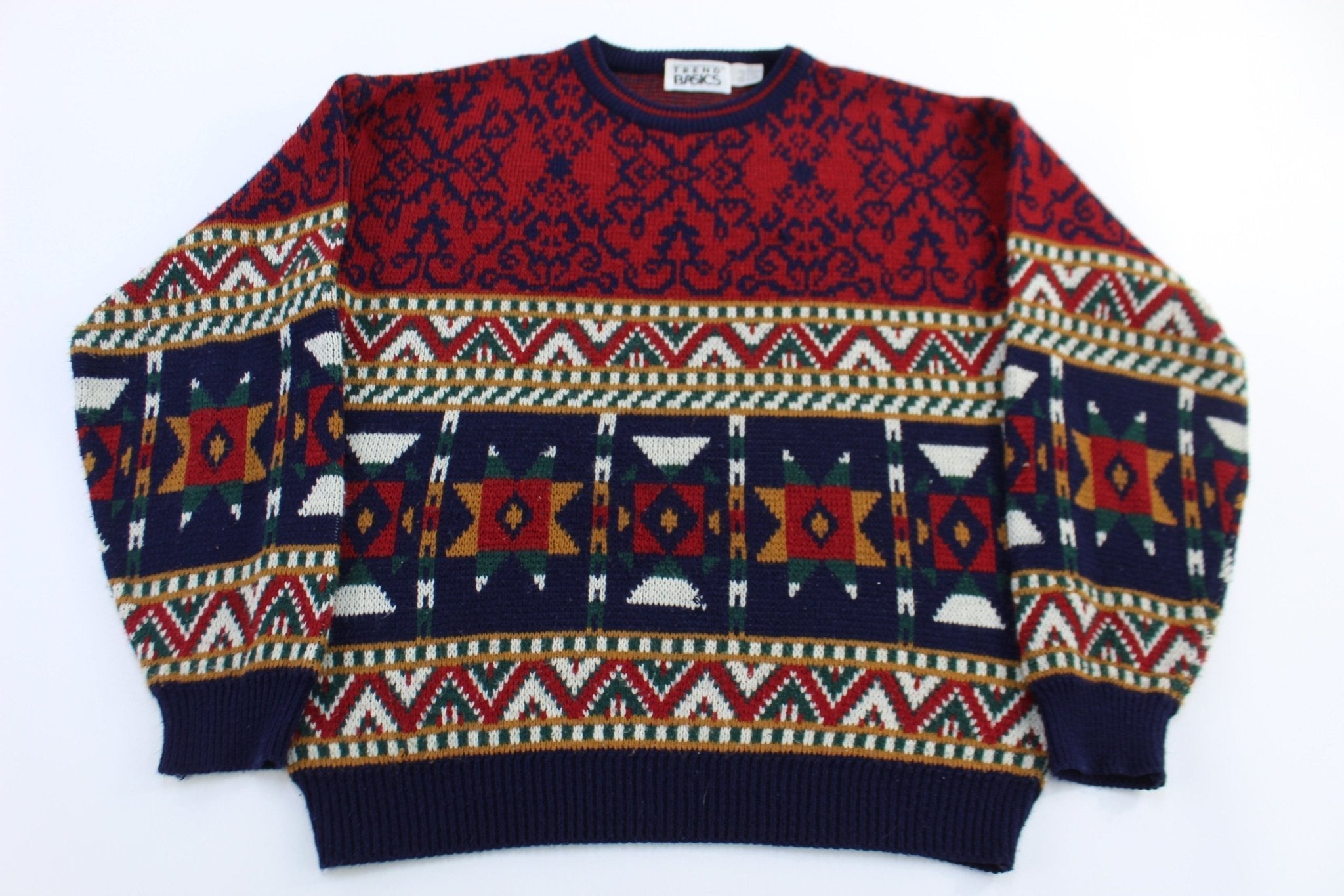 90's Trend Basics Multipatterned Knit Sweater - Sweater - Thrifted Threads