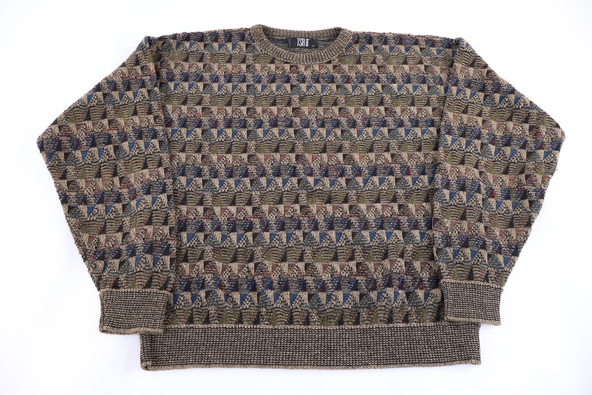 90's TSR Multipattern Knit Sweater - Sweater - Thrifted Threads