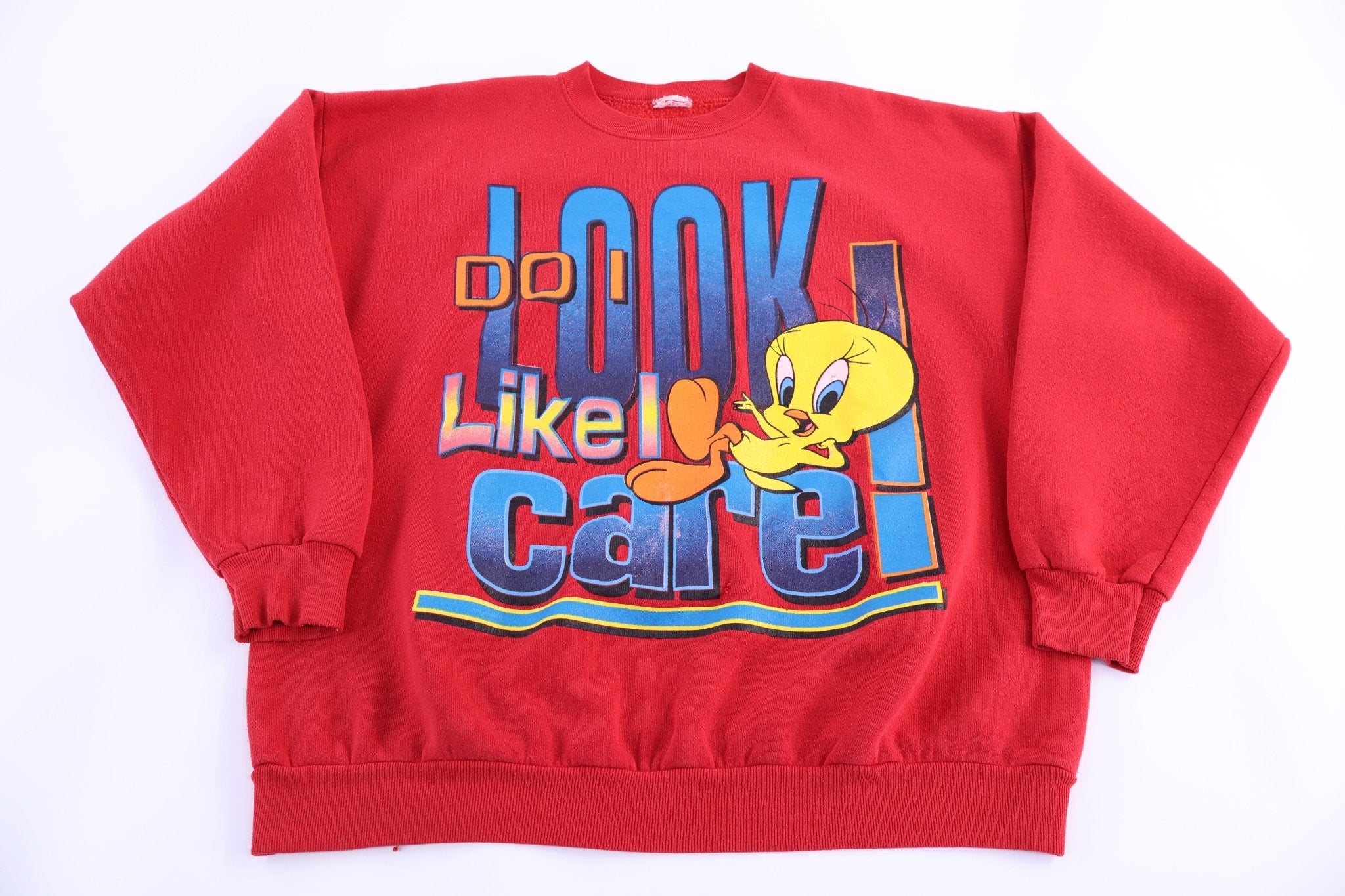 90's Tweety Bird Do I Look Like I Care Sweatshirt - Sweatshirt - Thrifted Threads