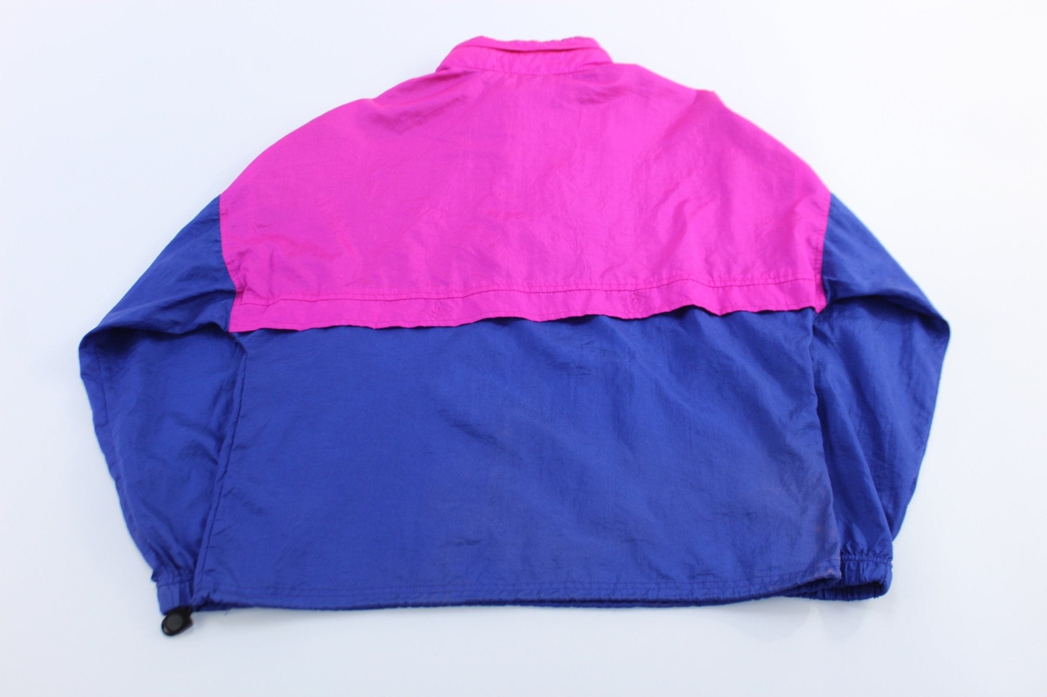 90's Umbro Embroidered Logo Blue & Pink Pullover Jacket - ThriftedThreads.com