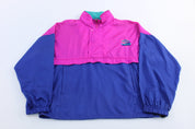 90's Umbro Embroidered Logo Blue & Pink Pullover Jacket - ThriftedThreads.com