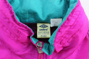 90's Umbro Embroidered Logo Blue & Pink Pullover Jacket - ThriftedThreads.com