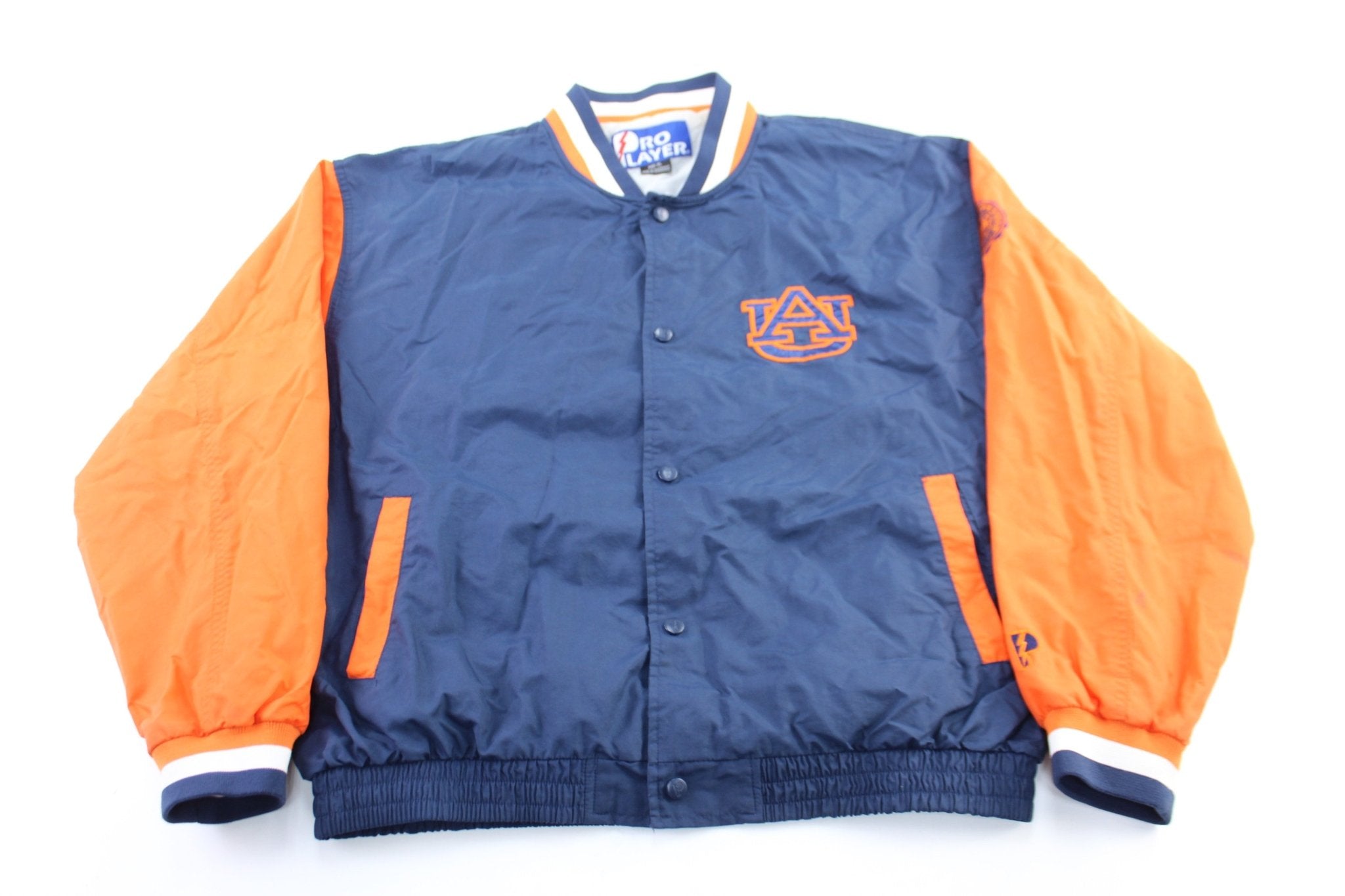 90's University of Auburn Embroidered Pro Player Bomber Jacket - ThriftedThreads.com