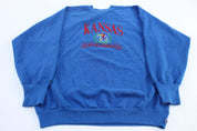90's University of Kansas Jayhawks Embroidered Logo 7 Sweatshirt - ThriftedThreads.com