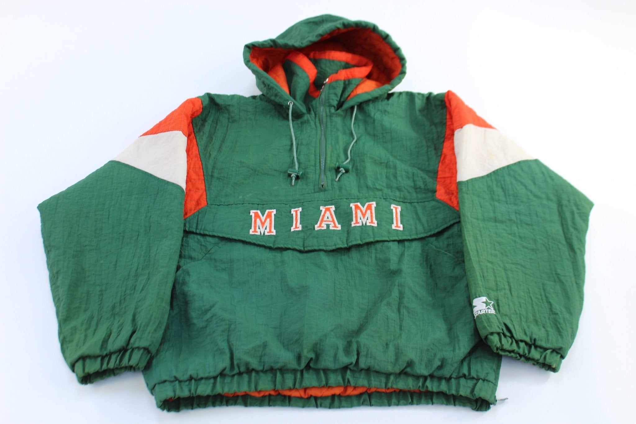 90's University of Miami Hurricanes Embroidered Starter Pullover Jacket - ThriftedThreads.com