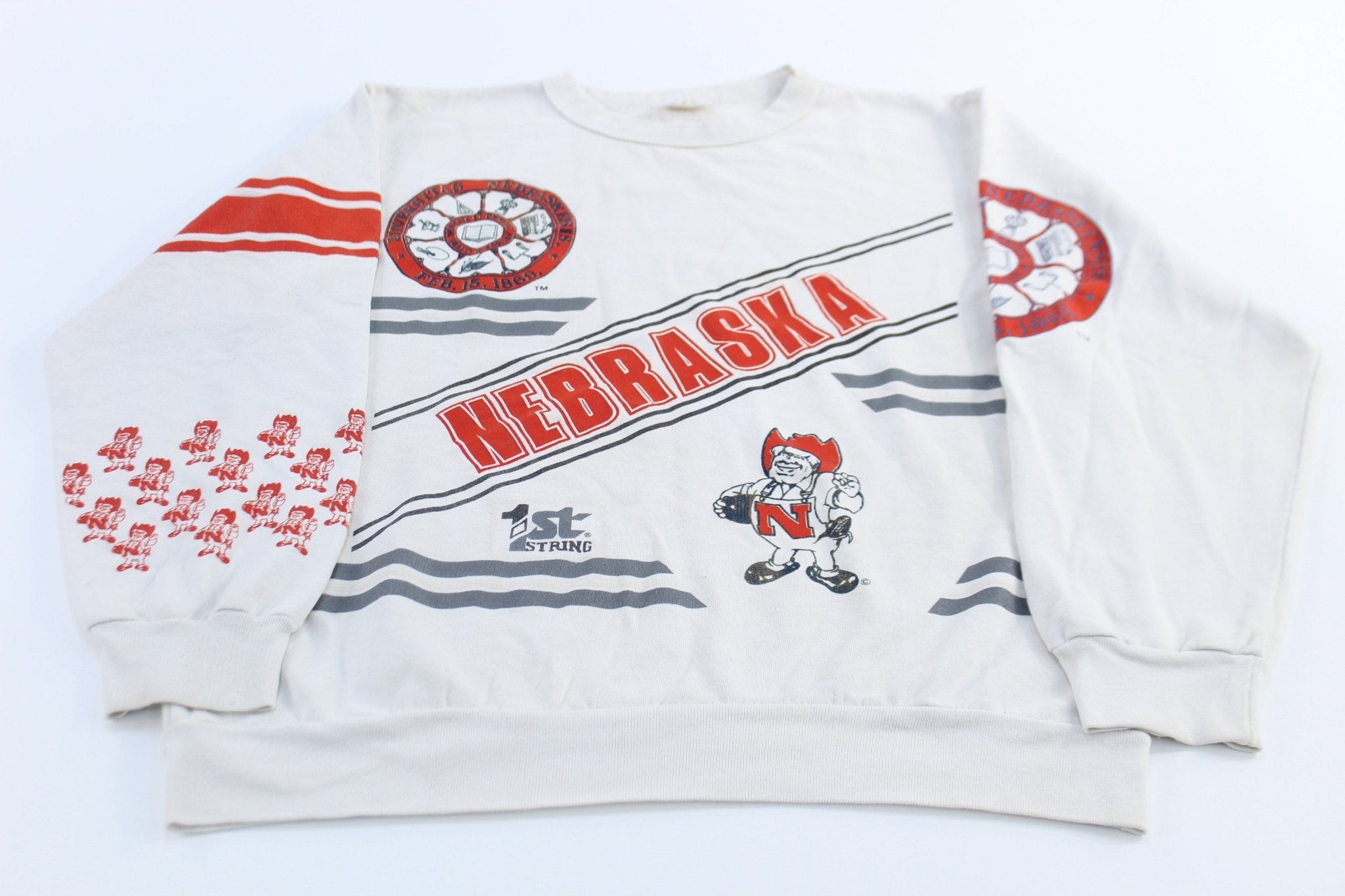 90's University of Nebraska Cornhuskers All Over Print Sweatshirt - ThriftedThreads.com