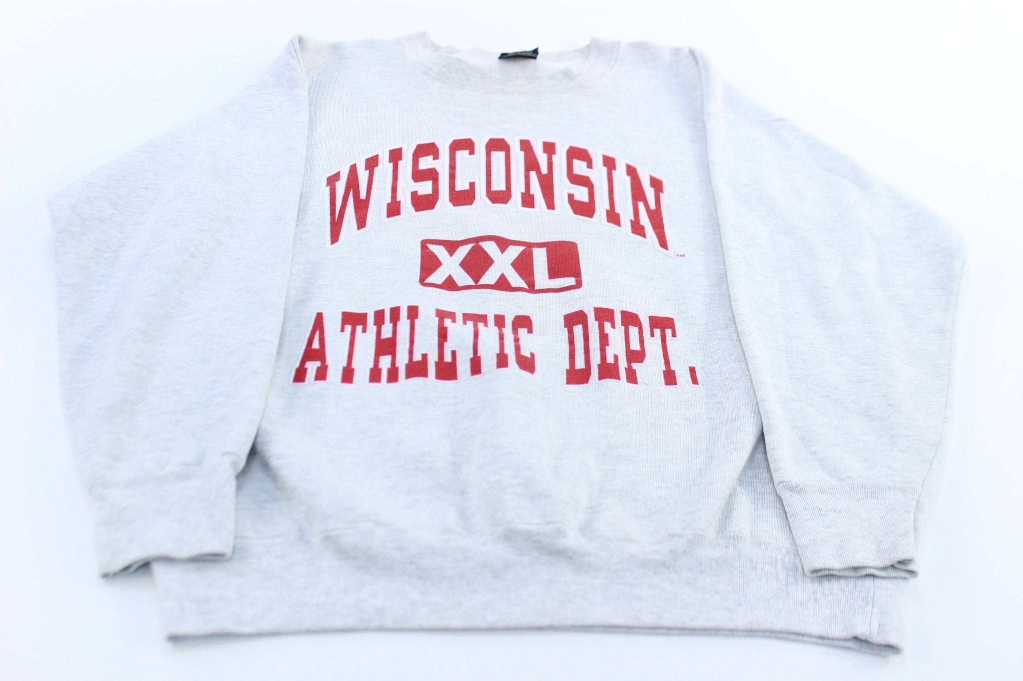 90's University of Wisconsin Grey Athletic Dept Sweatshirt - ThriftedThreads.com