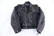 90's Unki Black Full Zip Leather Jacket - jacket - Thrifted Threads