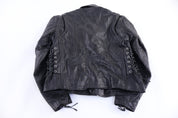 90's Unki Black Full Zip Leather Jacket - jacket - Thrifted Threads