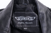 90's Unki Black Full Zip Leather Jacket - jacket - Thrifted Threads