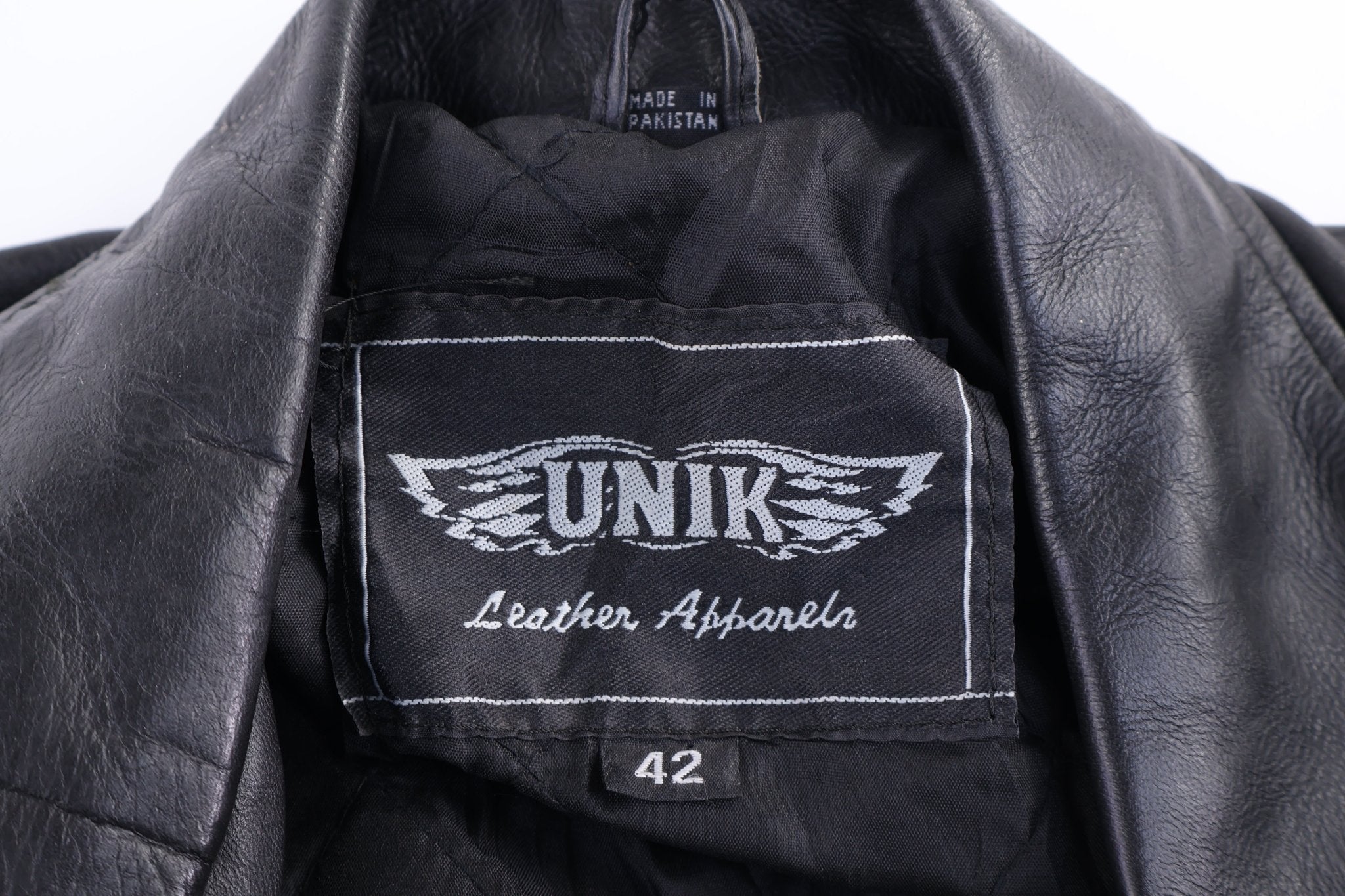 90's Unki Black Full Zip Leather Jacket - jacket - Thrifted Threads