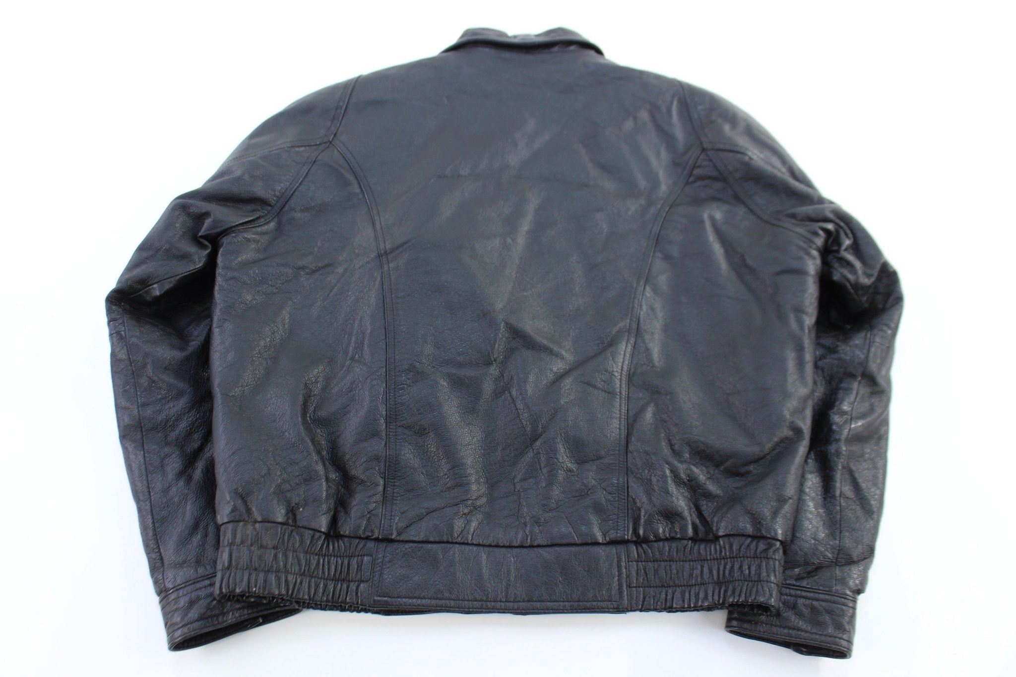 90's USA Black Full Zip Leather Jacket - Jacket - Thrifted Threads