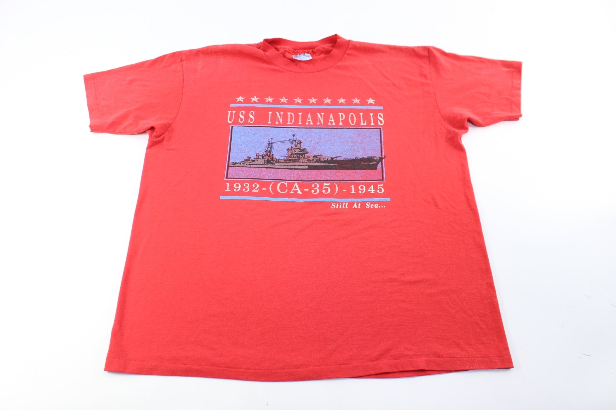 90's USS Indianapolis Ship Graphic T-Shirt - ThriftedThreads.com