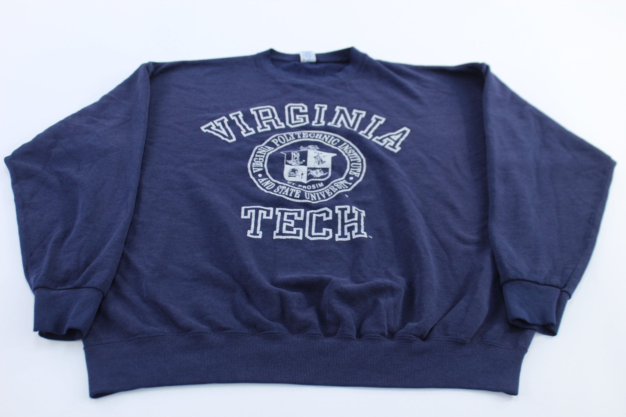 90's Virginia Tech University Blue Sweatshirt - ThriftedThreads.com