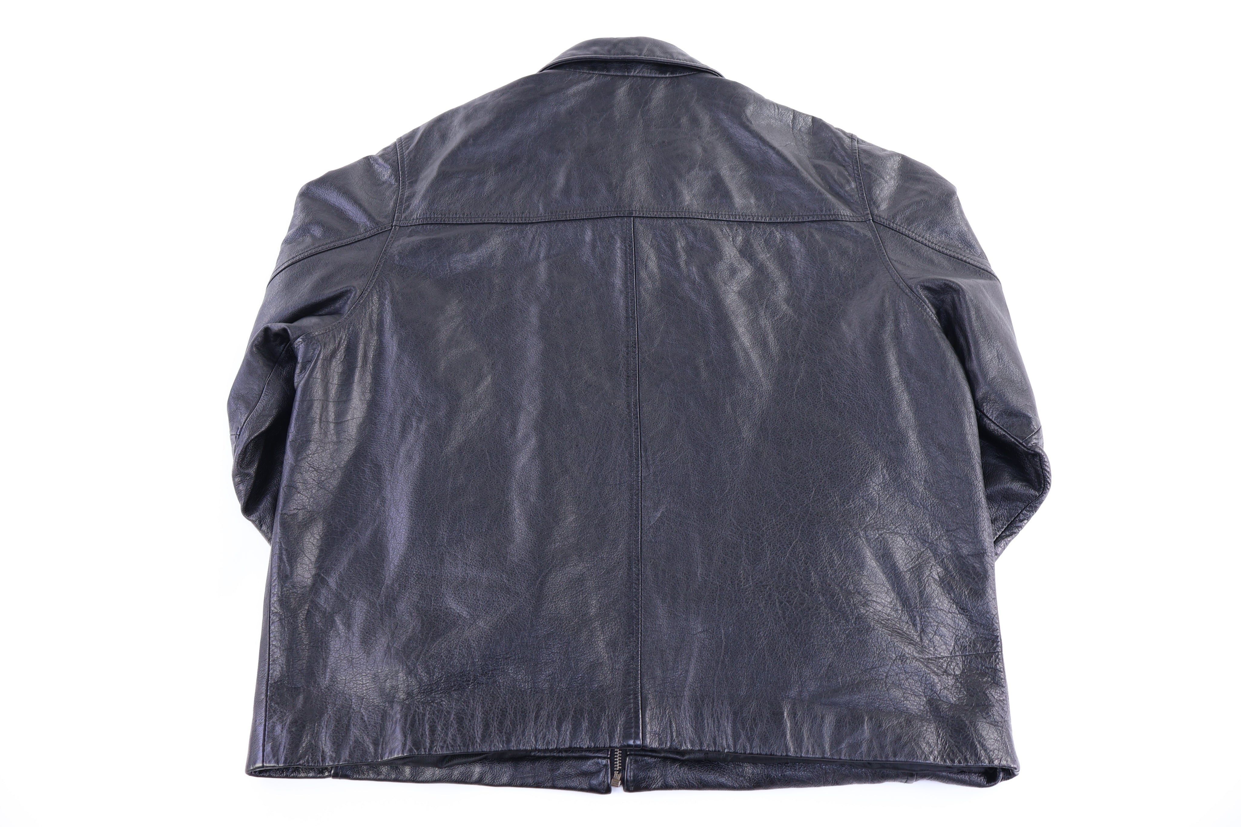 90's Vivacci Black Leather Full Zip Jacket - Jacket - Thrifted Threads