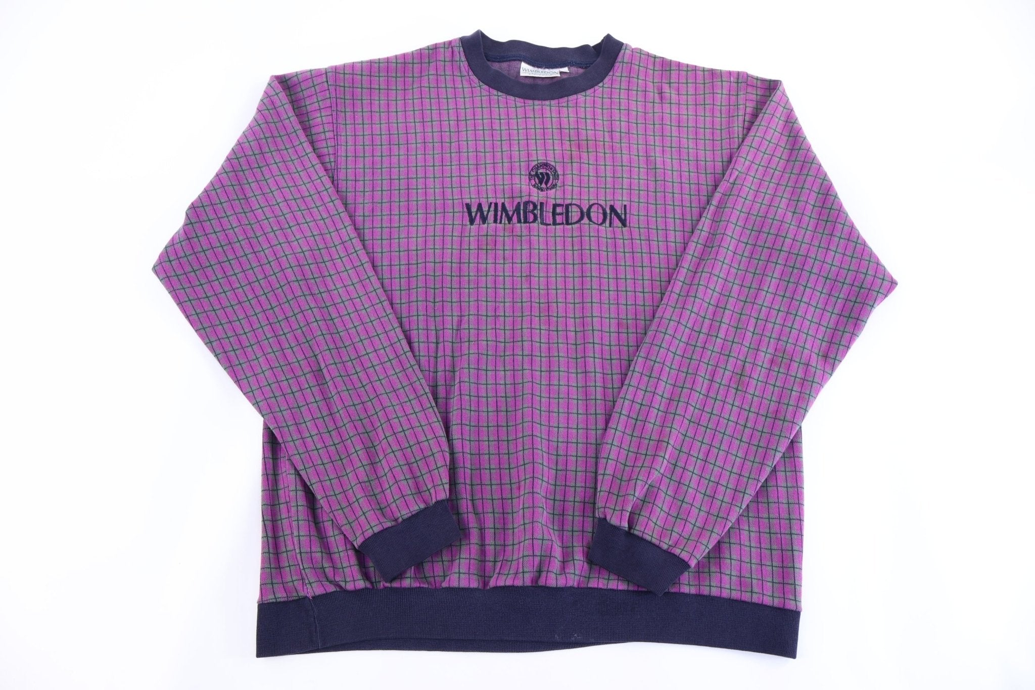 90's Wimbledon Tennis Purple Plaid Pullover - Sweater - Thrifted Threads