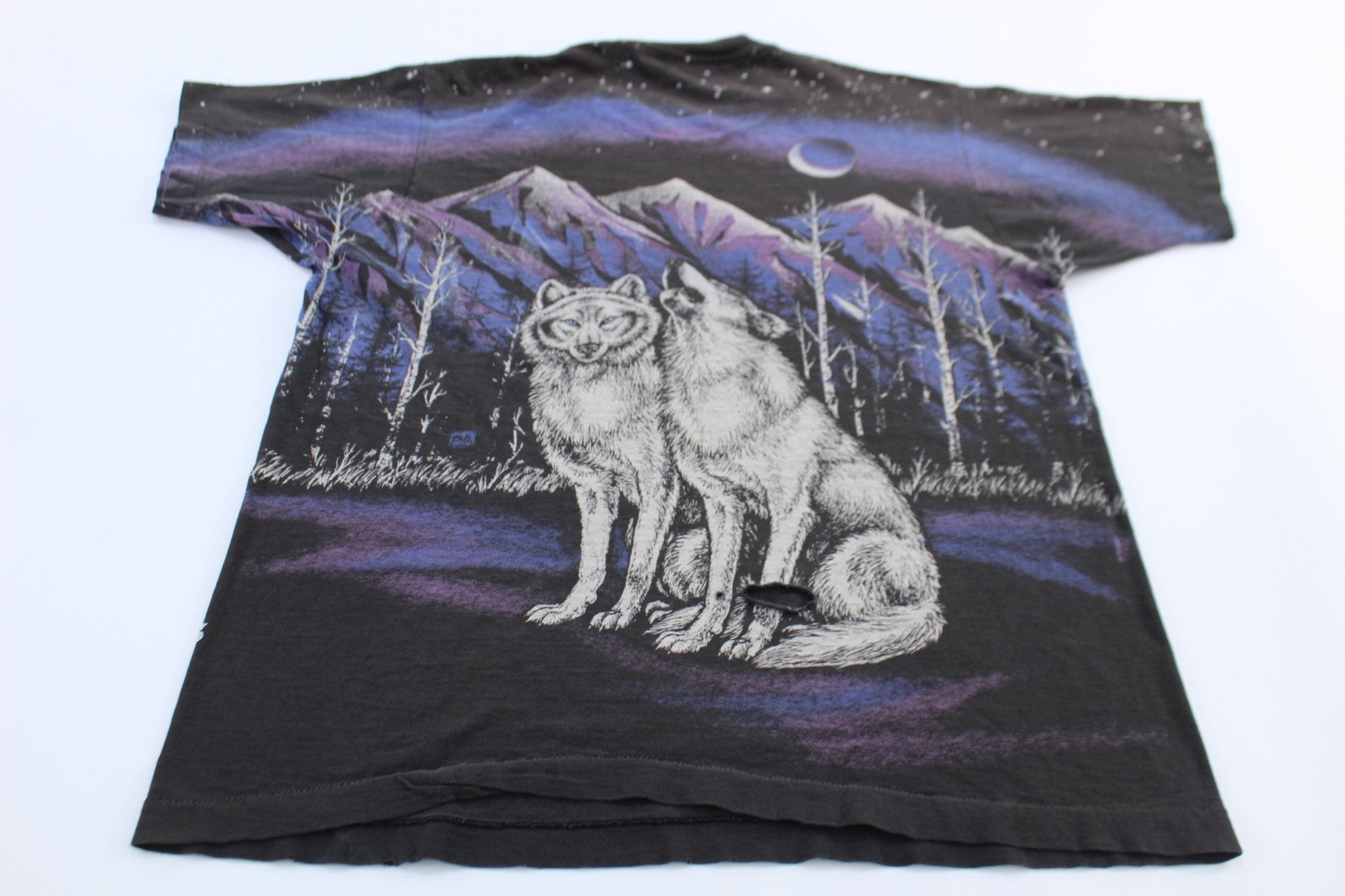 90's Wolf Las Vegas All Over Print T-Shirt - ThriftedThreads.com