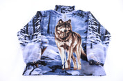 90's Wolf Nature All Over Graphic Fleece Jacket - Jacket - Thrifted Threads