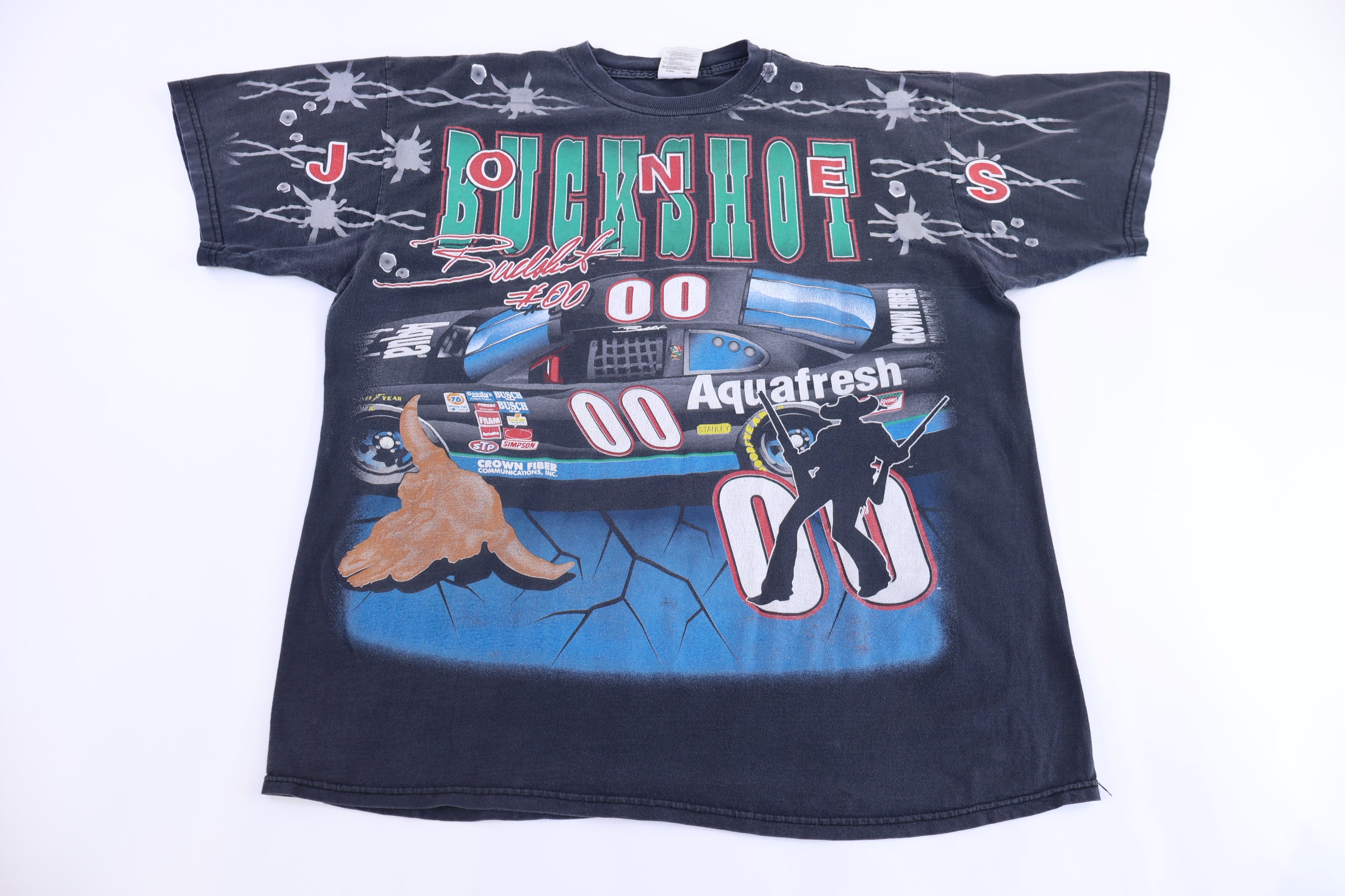 90's Buckshot Jones Racing All Over Graphic T-shirt