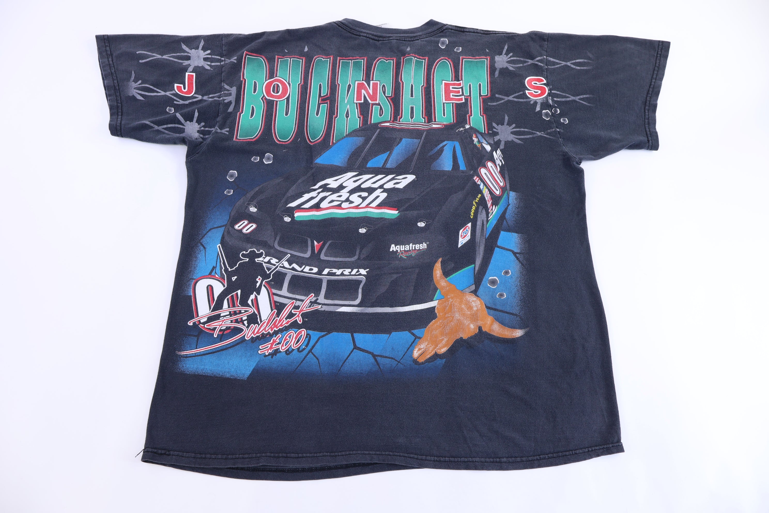 90's Buckshot Jones Racing All Over Graphic T-shirt