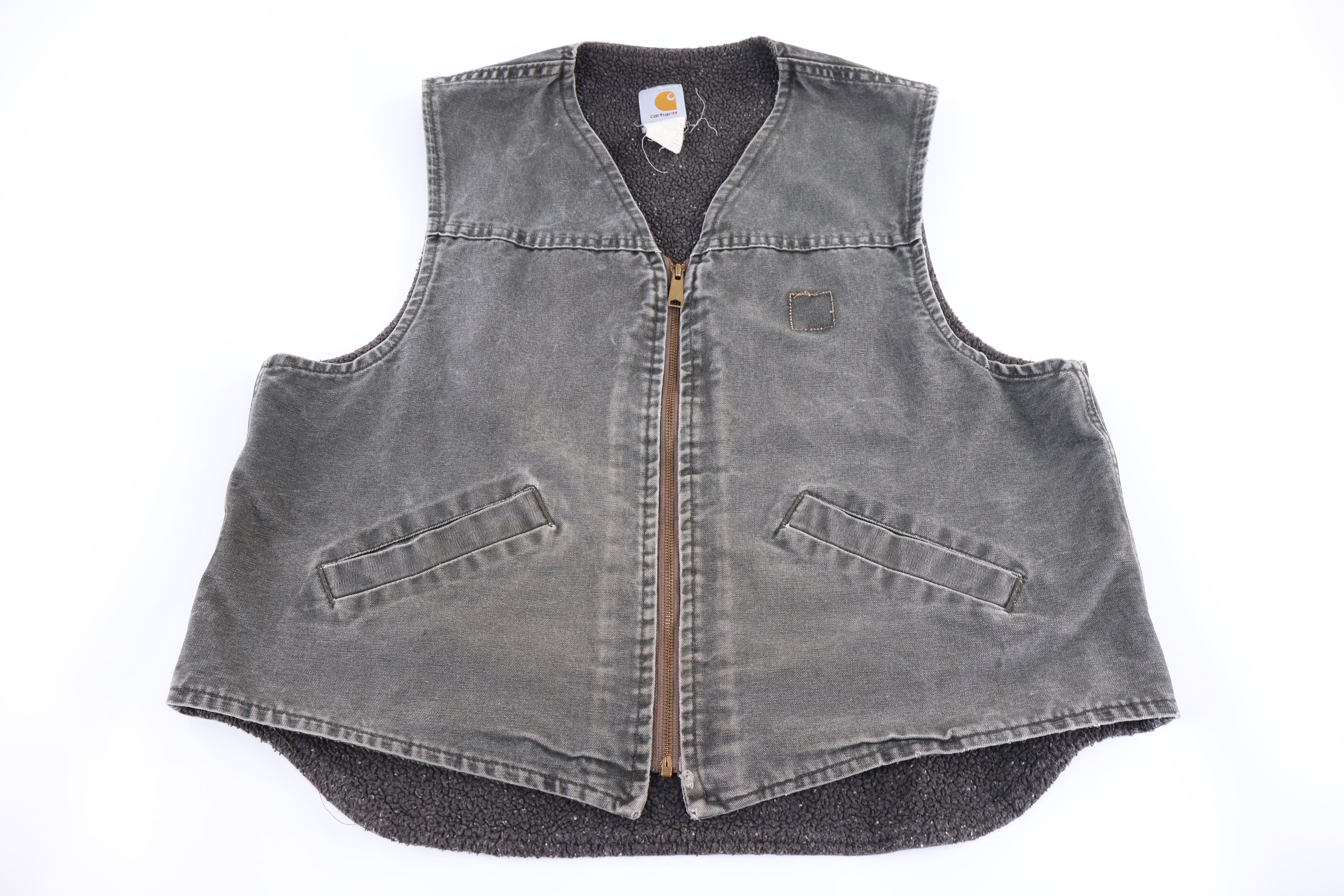 Carhartt Logo Patch Grey Full Zip Vest