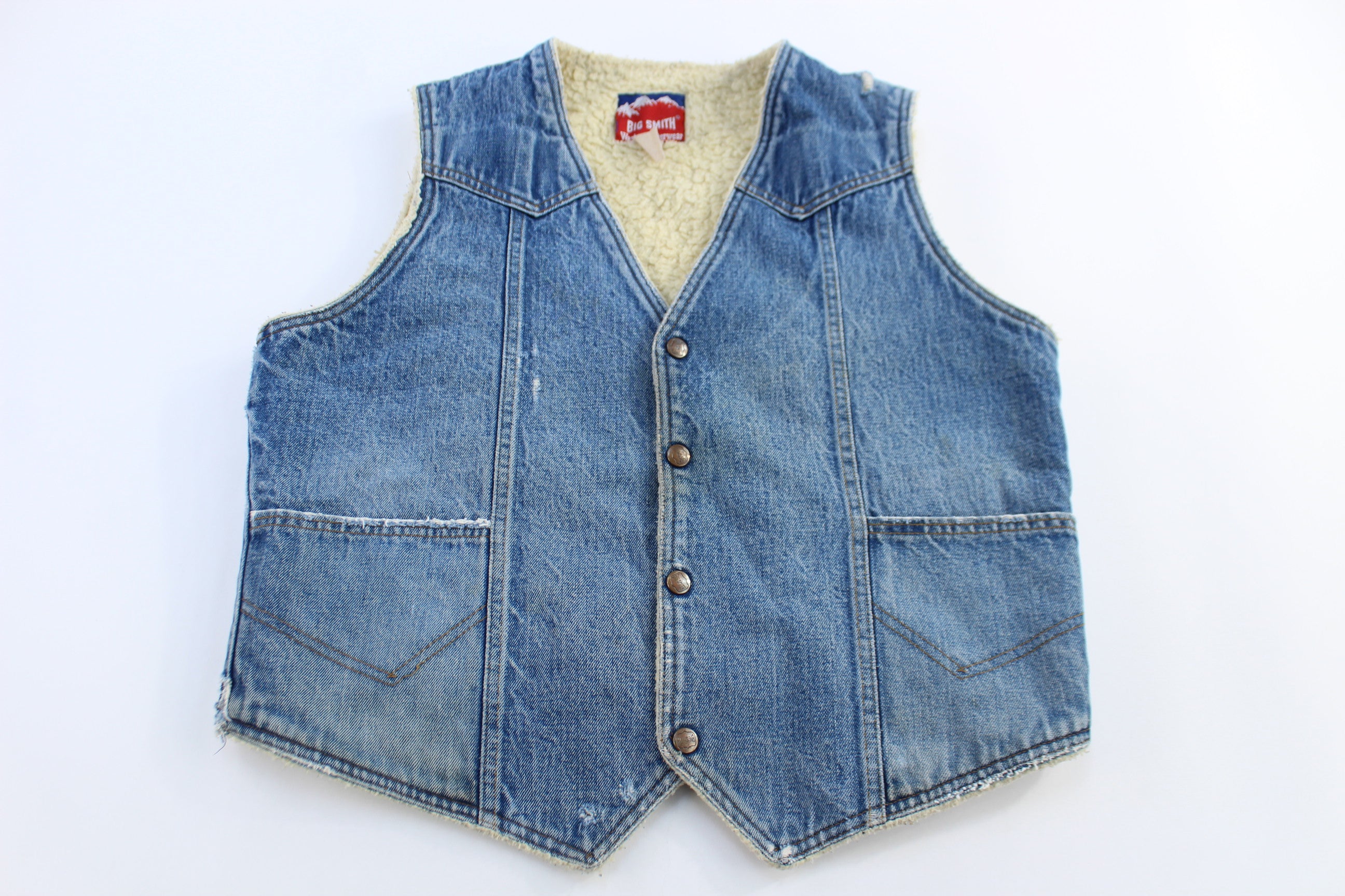 80's Big Smith Denim Sherpa Lined Vest