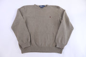 Polo by Ralph Lauren Embroidered Logo Brown Knit Sweater