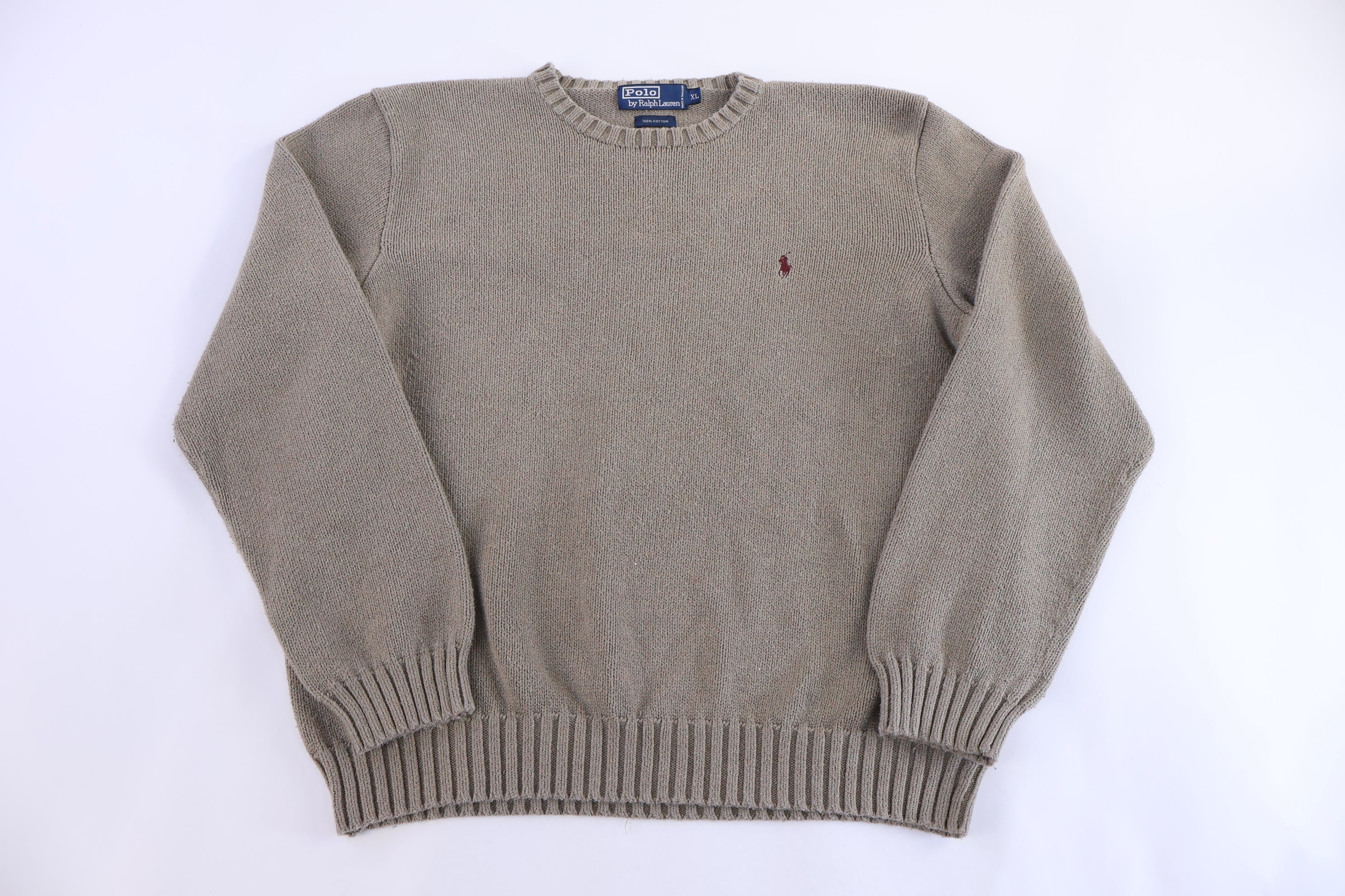 Polo by Ralph Lauren Embroidered Logo Brown Knit Sweater