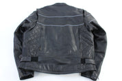 Vintage Black Leather Full Zip Biker Jacket