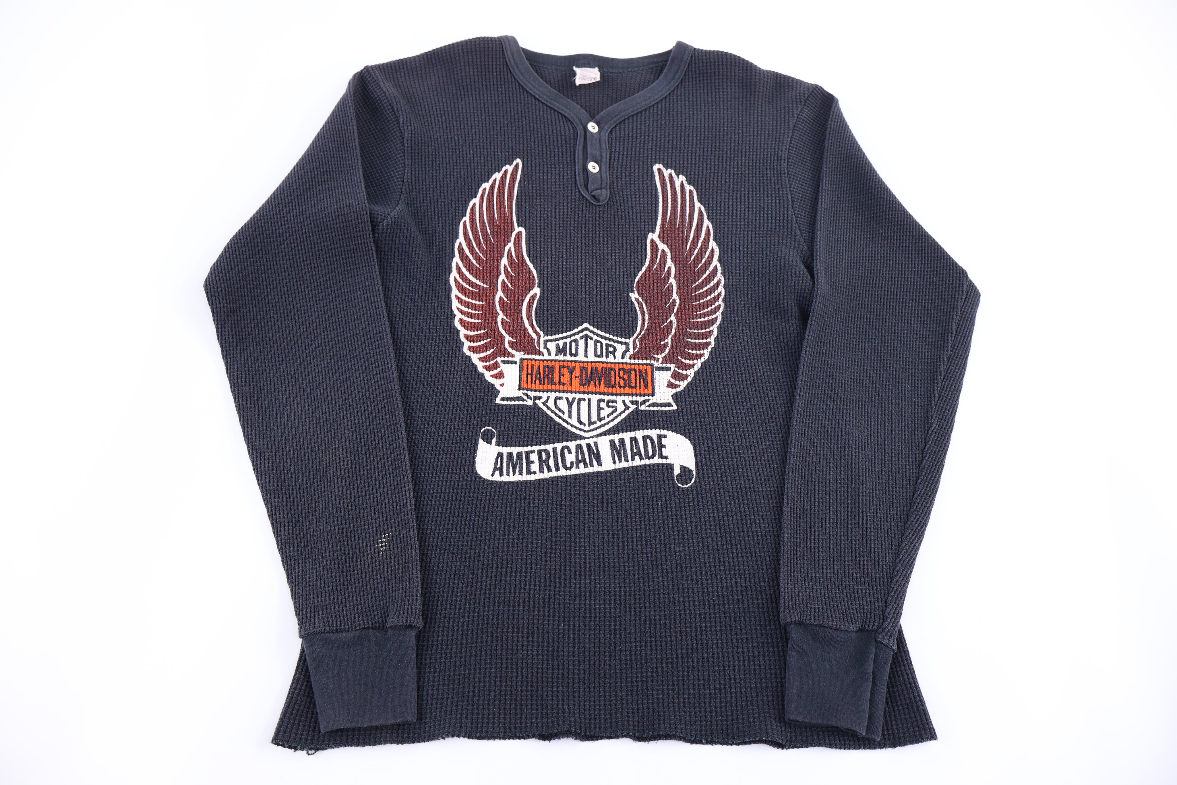 80's Harley Davidson Motorcycles Thermal LS Henley T-shirt