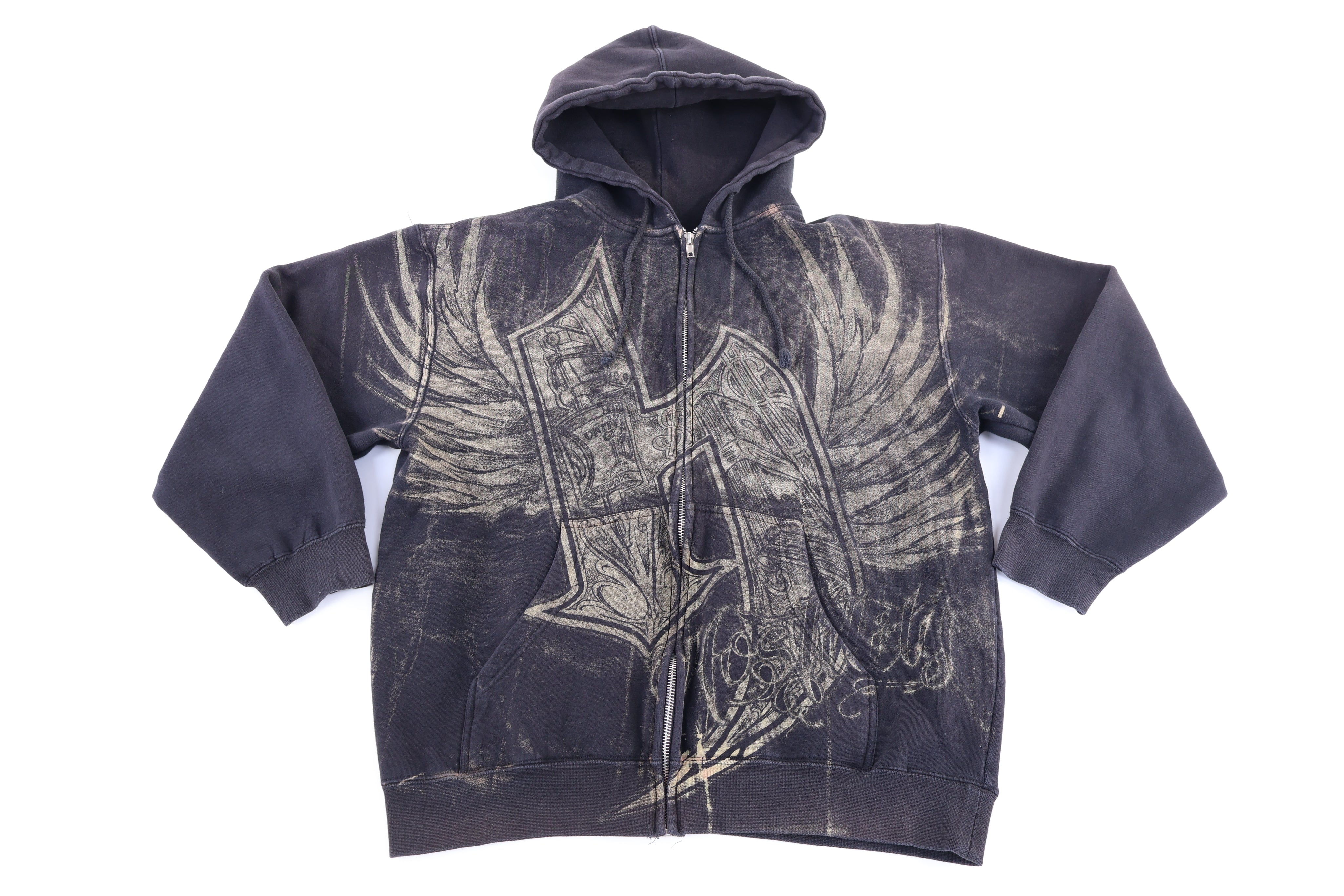 Y2K Hostility Grunge Graphic Full Zip Jacket
