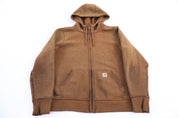 Women's Carhartt Logo Patch Rust Orange Full Zip Hoodie