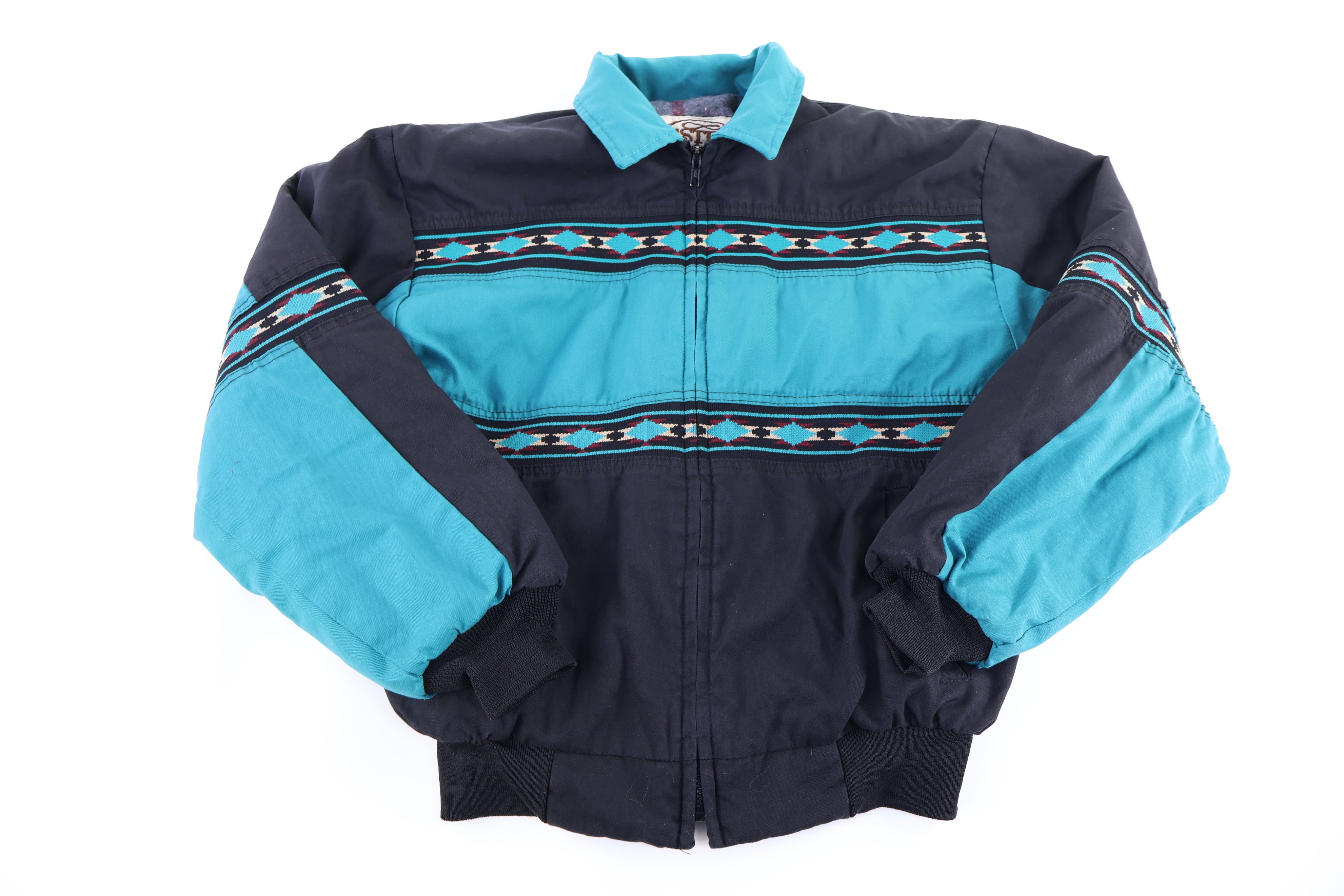 90's Western Frontier Aztec Pattern Full Zip Jacket