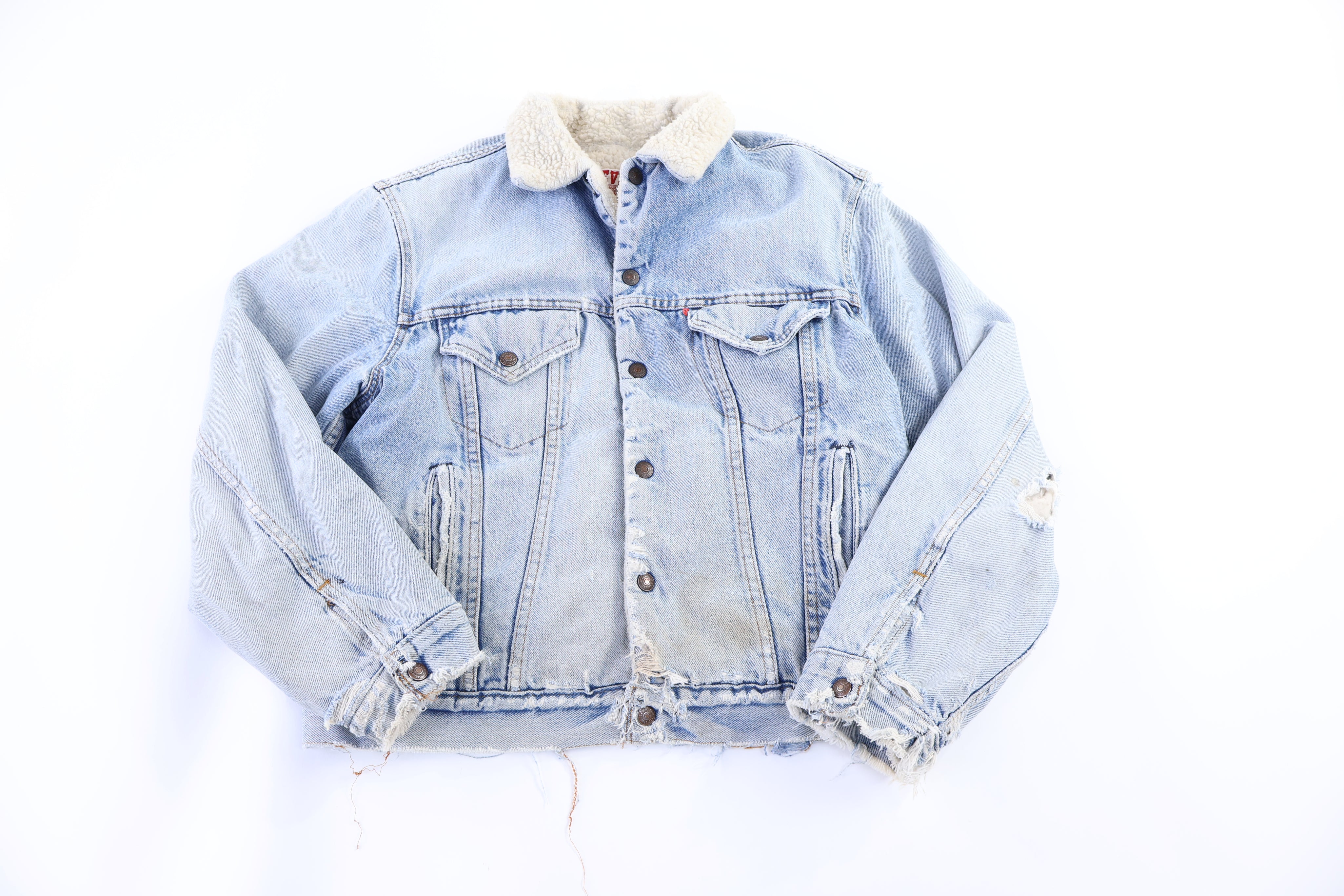 80's Levi's Sherpa Lined Light Wash Denim Jacket