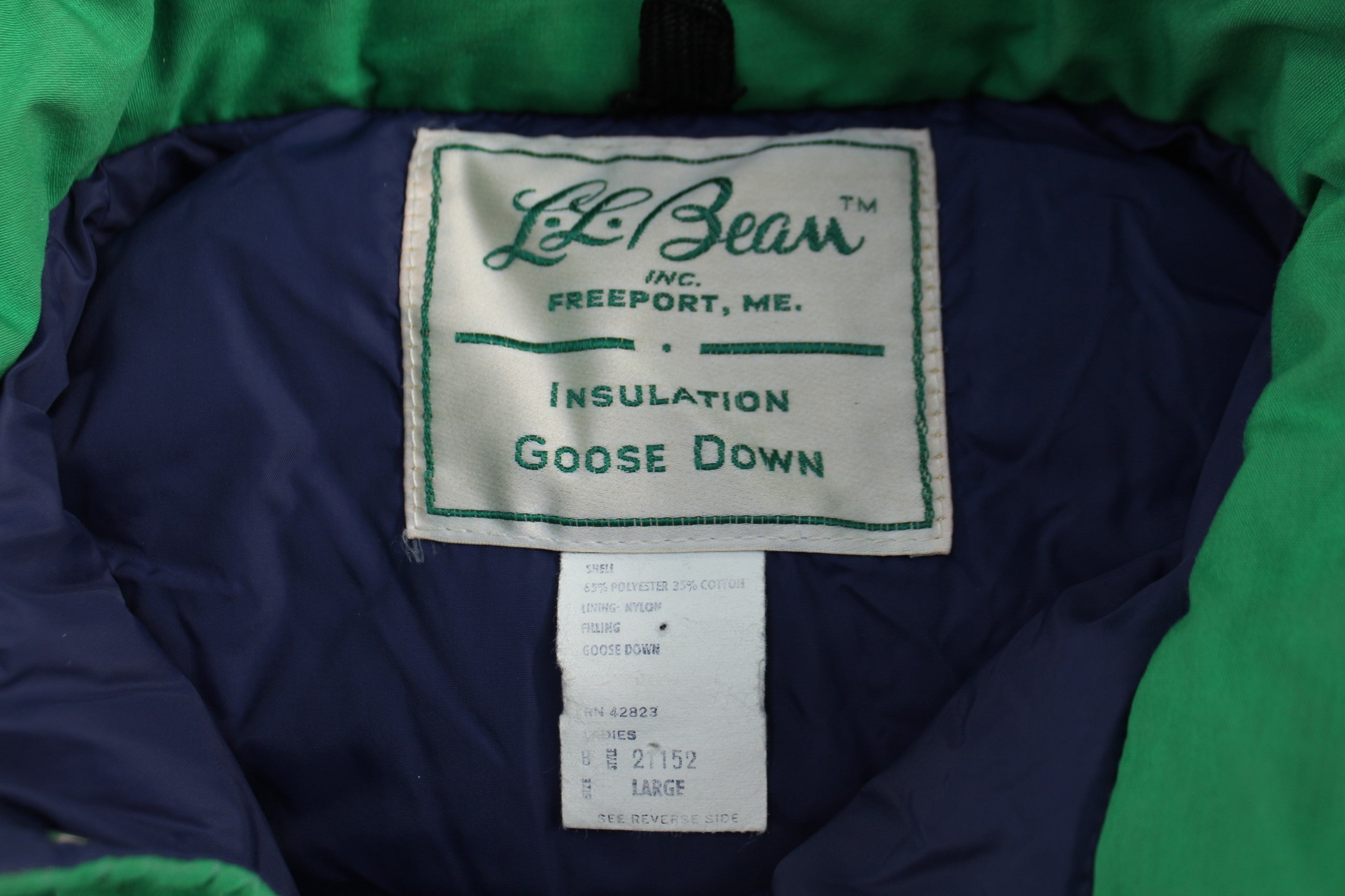 70's L.L. Bean Green Goose Down Puffer Vest