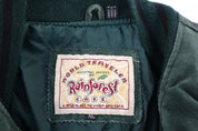 90's Rainforest Cafe Black & Green Leather Suede Jacket