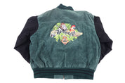 90's Rainforest Cafe Black & Green Leather Suede Jacket