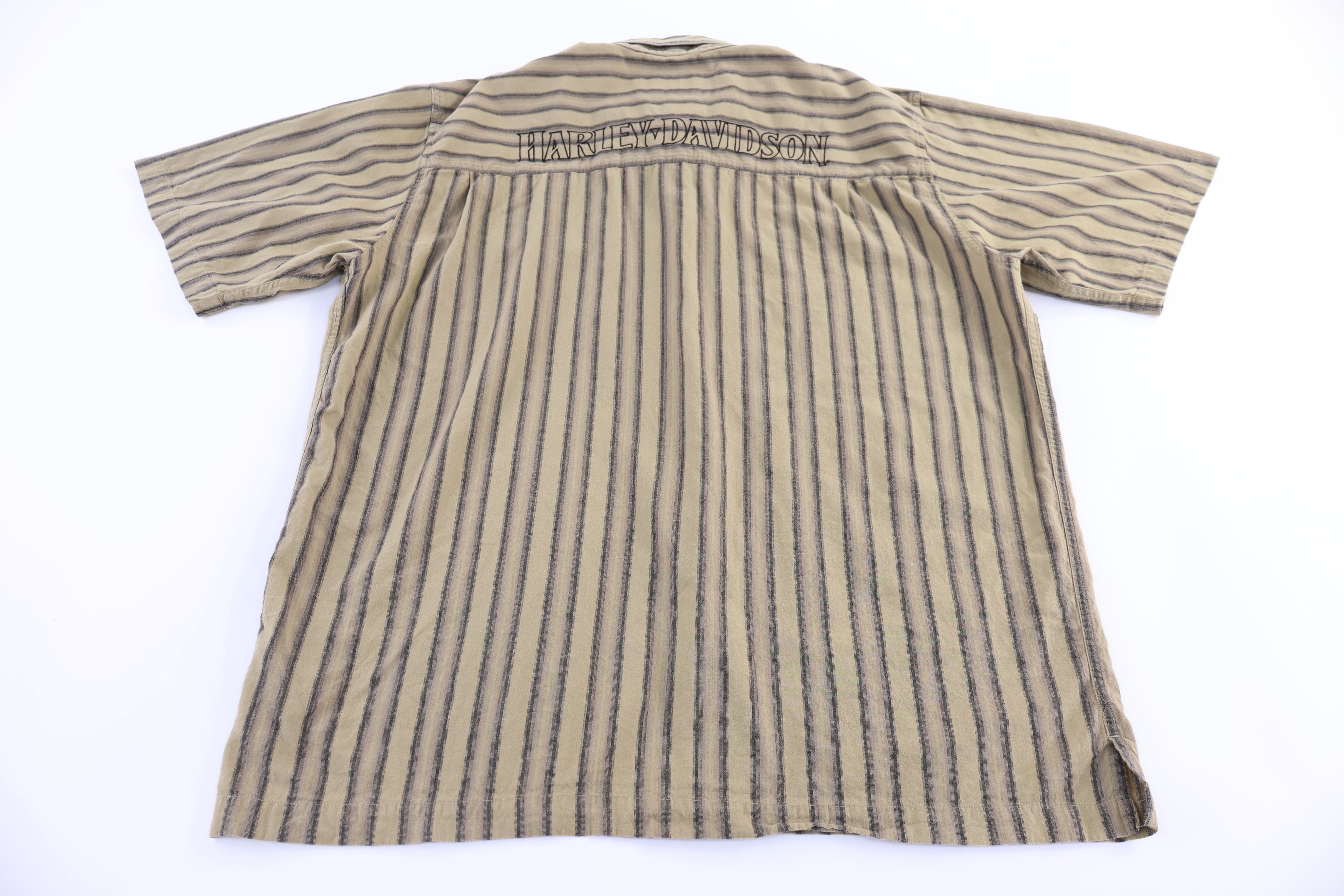 Harley Davidson Motorcycles Green & Grey Button Down