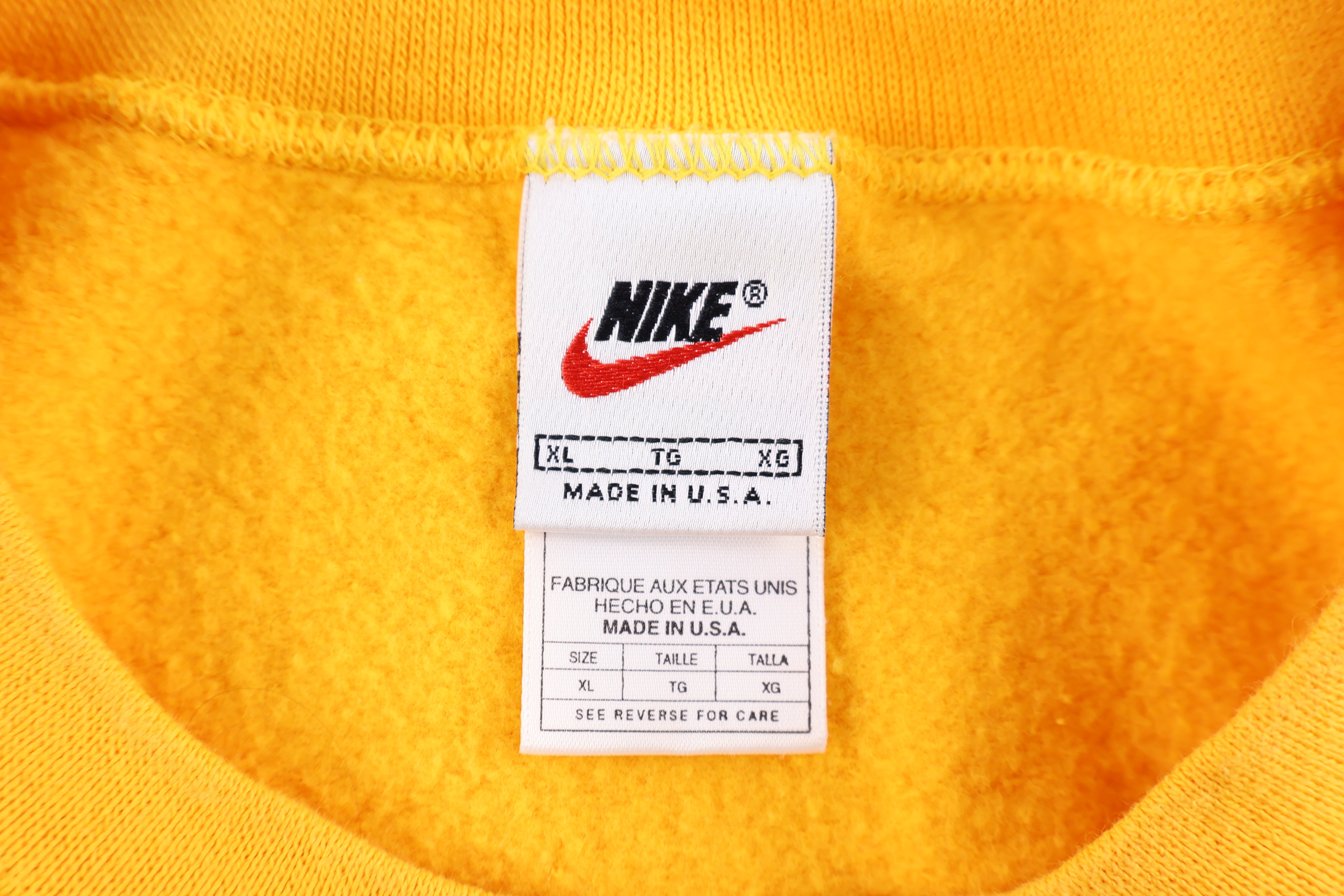 90's Nike Embroidered Logo Yellow Sweatshirt