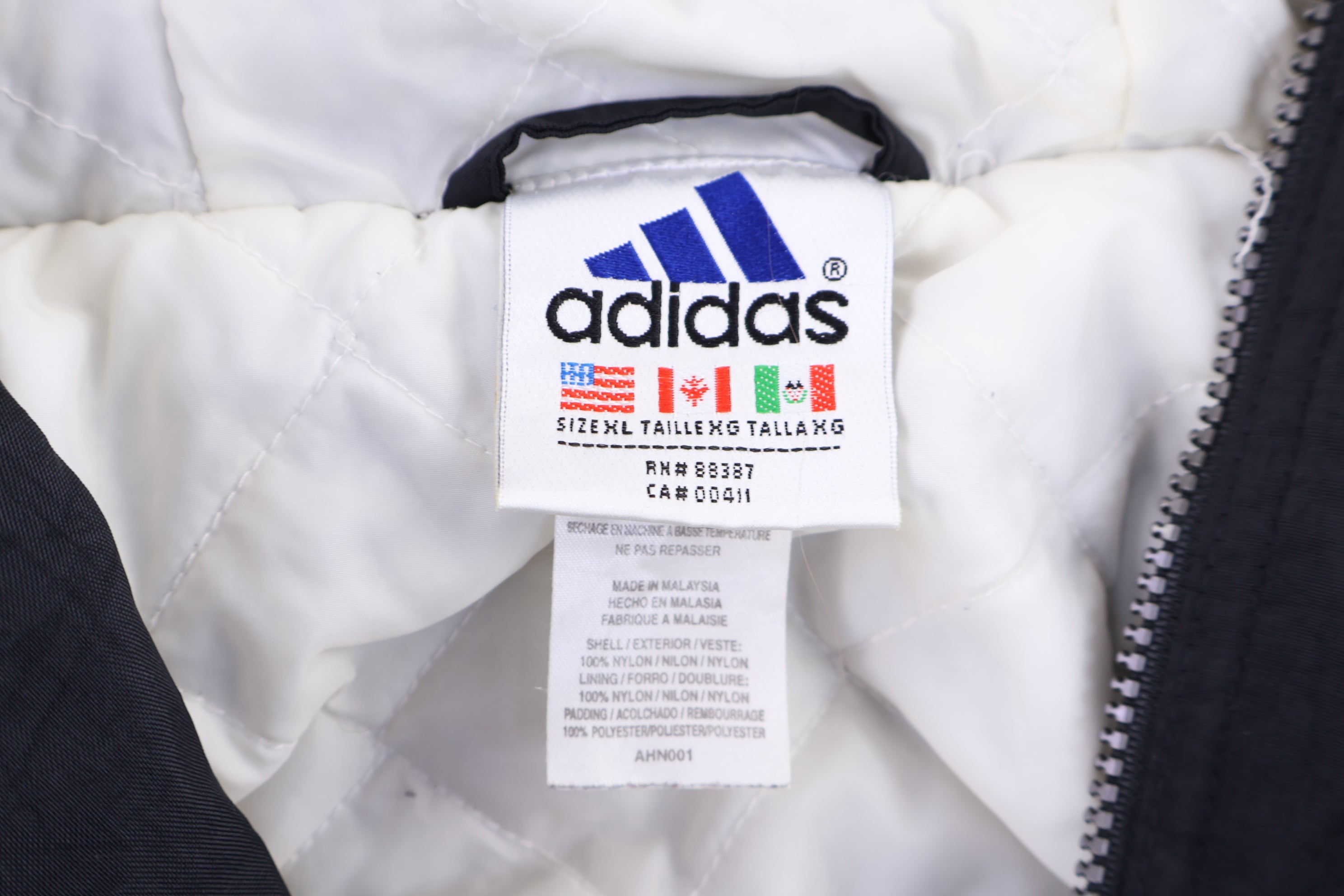90's Adidas Black & White Full Zip Jacket